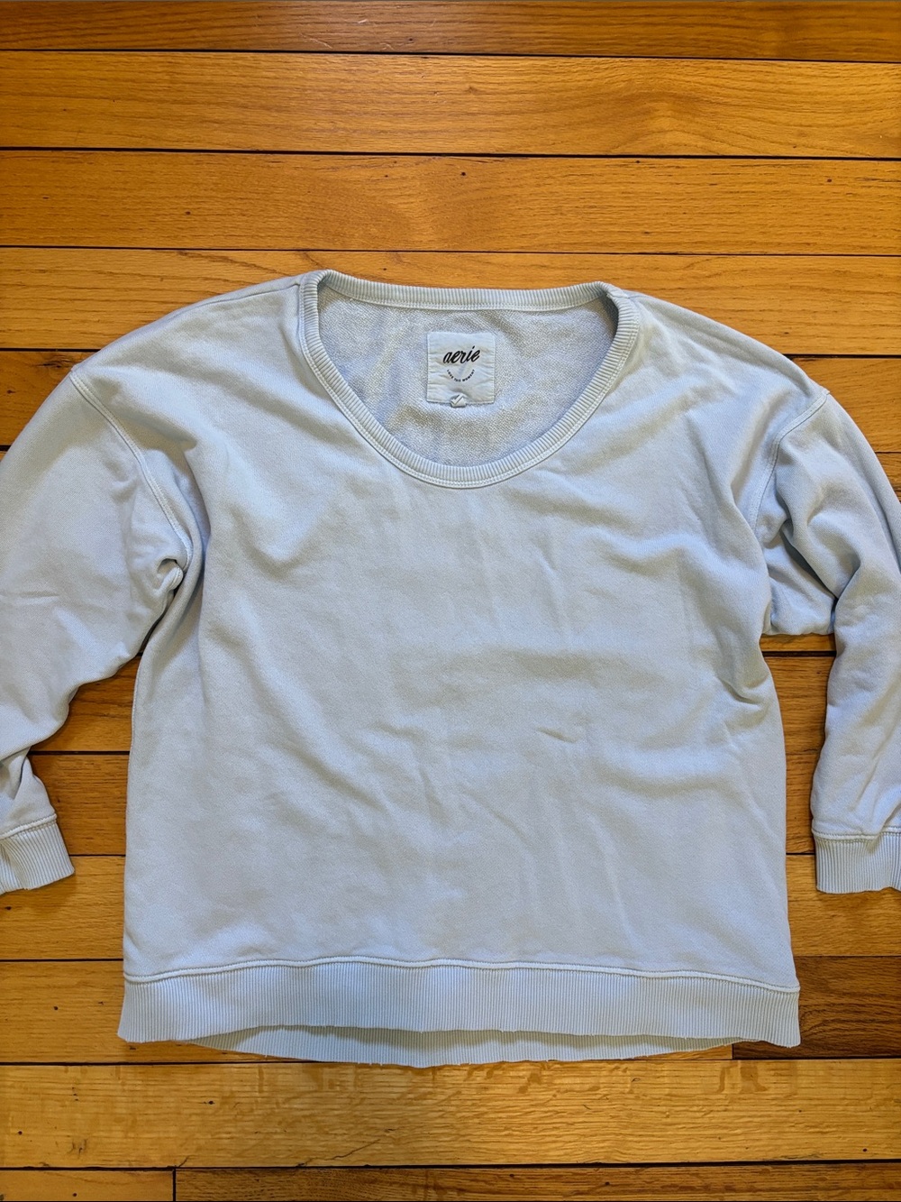 aerie Pale Blue Scoop Neck Pullover Sweatshirt